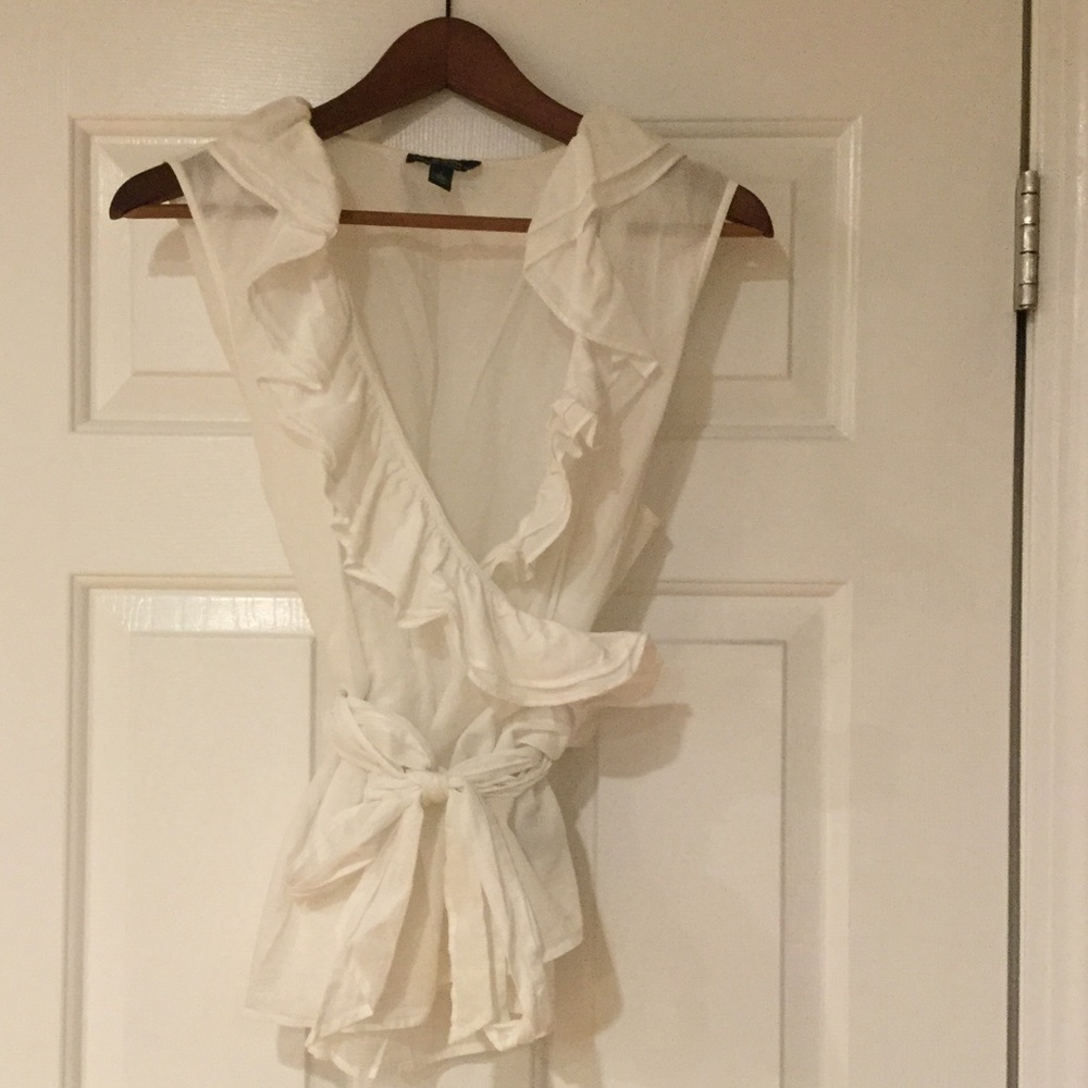 LRL white wrap around cotton blouse